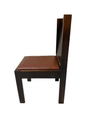 Art Deco Modernist Side Chair with Leather Seat, 1930s